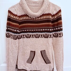 Unique Vintage Multicolor Cowl Neck Sweater